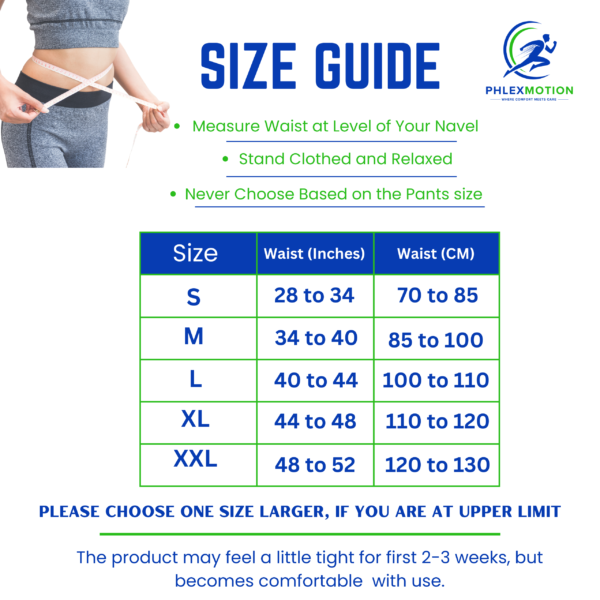 size chart of abdominal belt